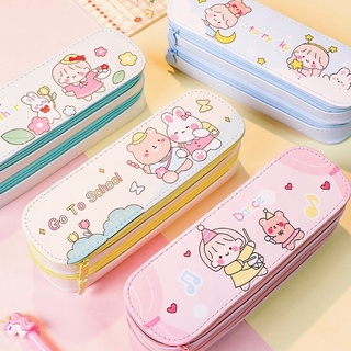 [Mã LIFEBOOK1 giảm 30K đơn 150K] Hộp Bút Hai Ngăn Da PU Anime Phong Cách Nhật Bản Dung Tích Lớn