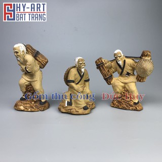 Tiểu cảnh hồ cá, trang trí bể cá cảnh,Tượng gốm lão tiều phu trang trí hòn non bộ chậu cây bonsai