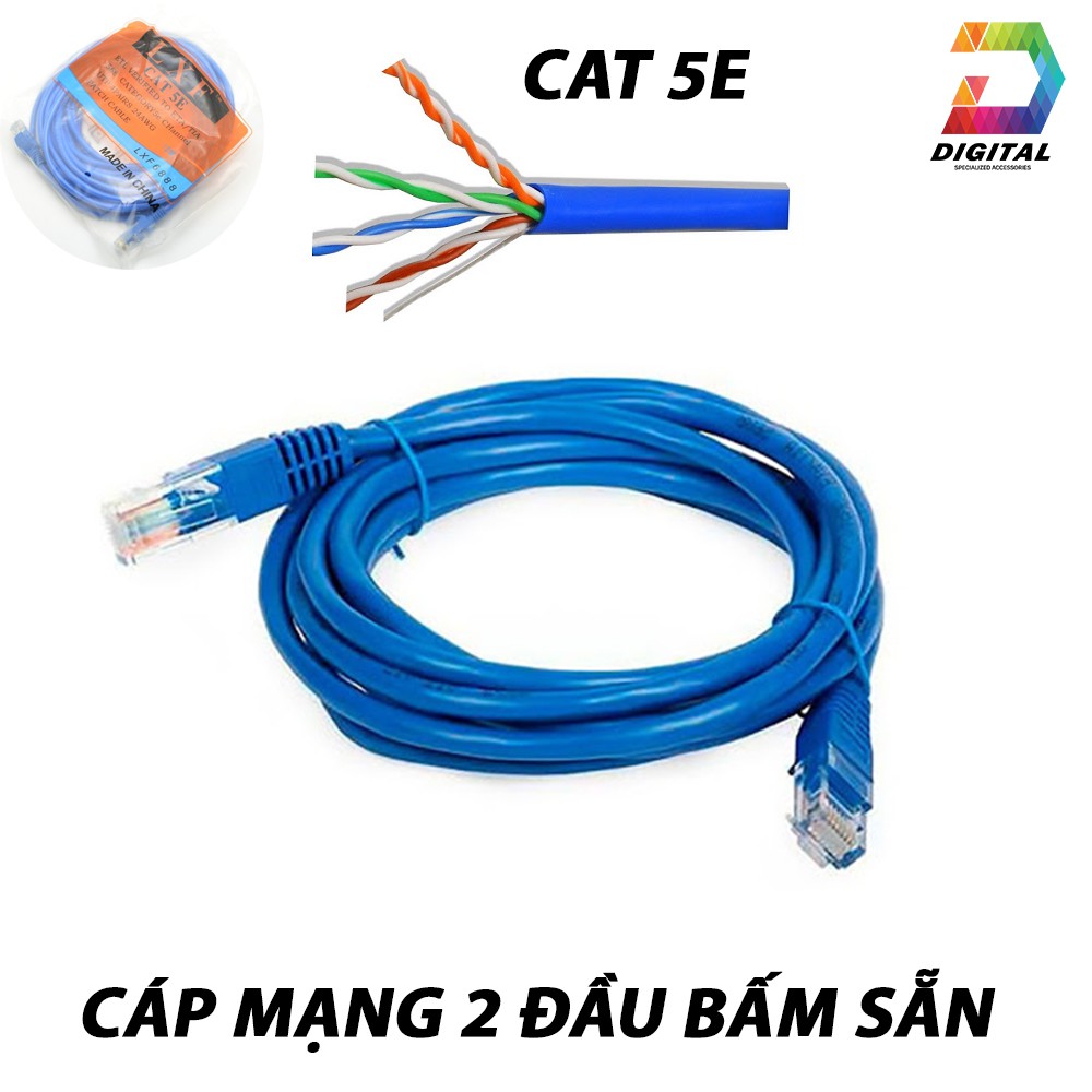 Cáp Mạng Bấm Sẵn 2 Đầu Tốc Độ CAT 5E