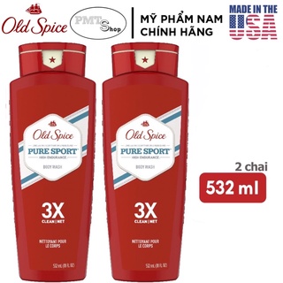 [USA] Combo 2 Sữa tắm nam gel Old Spice Pure Sport 532ml x 2 chai - Mỹ