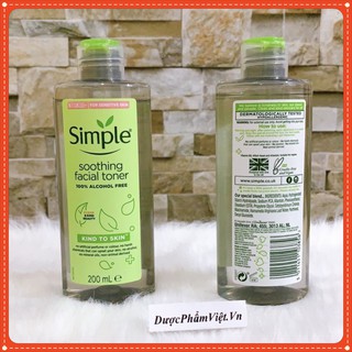 TONER SIMPLE SOOTHING FACIAL CHO DA NHẠY CẢM VÀ DA DỄ NỔI MỤN 200ml - Toner simple