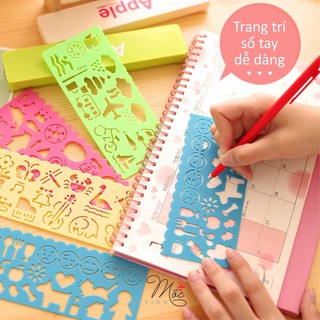 Bộ 4 THƯỚC vẽ theo khuôn trang trí sổ tay