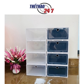 Combo 10 Hộp Đựng Giày Màu Đen, Hộp Đựng Giày Dép Lắp Ghép Lắp Ráp Thông Minh Nắp Nhựa Cứng