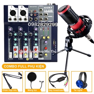 [Mã ELHACE giảm 4% đơn 300K] Combo bộ hát live mic PC K320, Mixer F4 có luetooth, phụ kiện đầy đủ