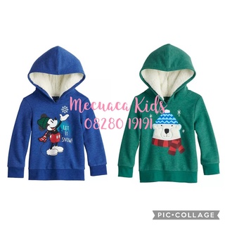 [1-4y] (form to) Áo thu đông có mũ hoddie nỉ bông mickey xanh, gấu cho bé trai xuất dư xịn
