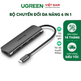 Bộ chuyển đổi đa năng USB type C 6 in 1 UGREEN CM136 80132 - Hàng phân phối chính hãng - Bảo hành 18 tháng