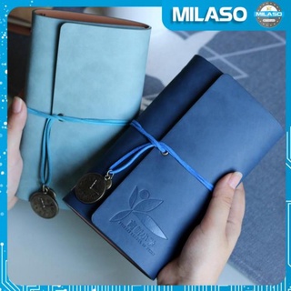 Sổ tay bìa da PU MILASO sổ ghi chép, nhật ký, lưu bút gáy còng size A6 phong cách vintage đồng hồ SN-001307