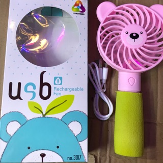Quạt sạc mini gấu hồng xinh xắn