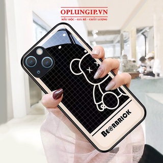 Ốp iphone Gấu Bearbrick ô vuông cho iphone 13 12 pro max mini 11 14 pro max plus x r xs max 7 8 plus 6 s plus se 2020