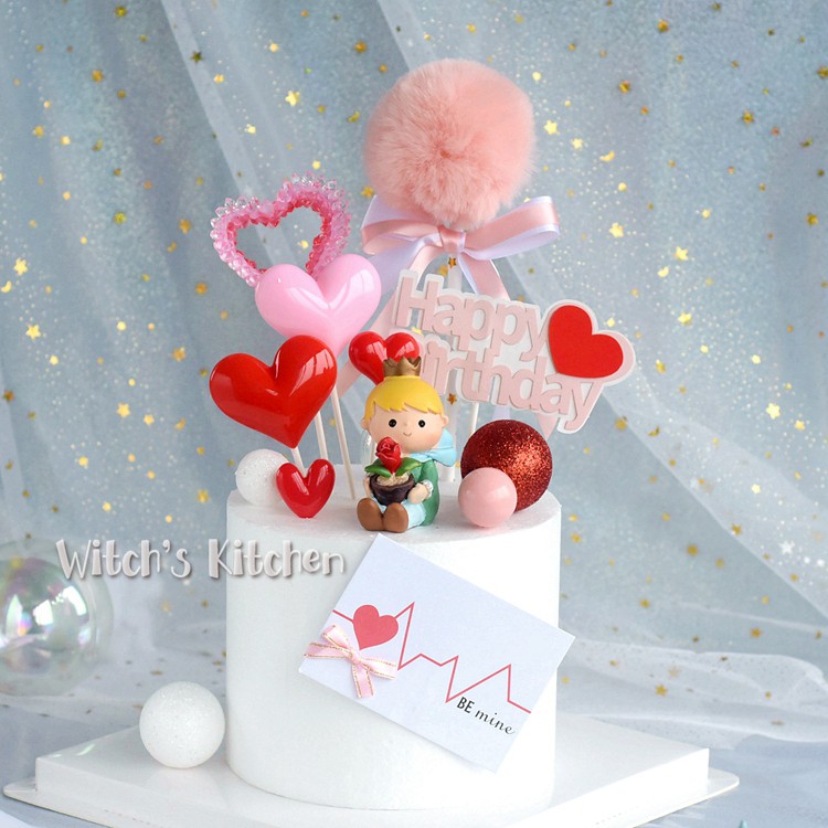 Set que tim mica hồng/đỏ