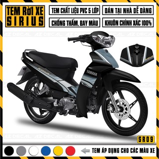 Tem Xe Sirius RC Chế Mới Nhất Dễ Dán | SR09 | Decal PVC Cao Cấp Chống Nước, Màu Xám Bạc, Xám Đen