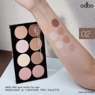 Phấn Tạo Khối Tông Tự Nhiên Odbo Highlight và Contour Pro Palette OD138 No.02