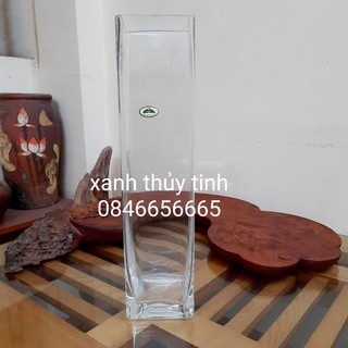 Bình thủy tinh trang trí, cắm hoa trụ vuông 40cm