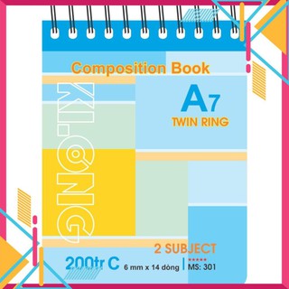 [Sổ vở đẹp] Sổ lỗ kép Klong A7 200tr Bìa Nhựa KLONG; MS: 301