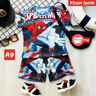 Đồ bộ bé trai hình siêu nhân nhện 8-14kg, thun cotton lạnh in 3d sắc nét- in không vỡ hình - Tomchuakids