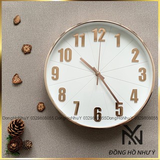Đồng hồ treo tường MÚI CAM - MÀU TRẮNG CHỮ MẠ phong cách trẻ trung kích thước 30 cm