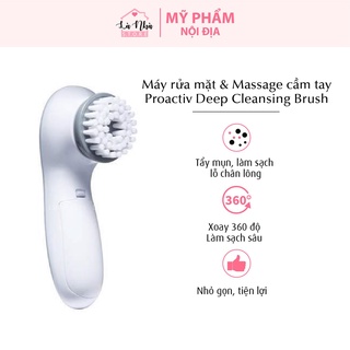 Máy rửa mặt và Massage cầm tay 2 chế độ Proactiv Deep Cleansing Brush xoay 360 độ hỗ trợ trị mụn - Tặng kèm 1 cọ.