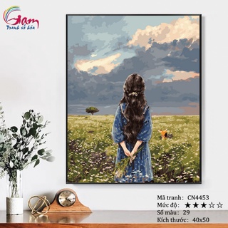 Tranh tô màu theo số Gam cô gái tóc xù căng khung 40x50cm CN4453