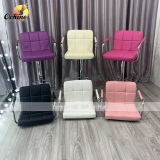 Ghế Bar, Ghế Makeup Vịn Tay Inox Bằng Da Cao Cấp ( Đủ Màu)