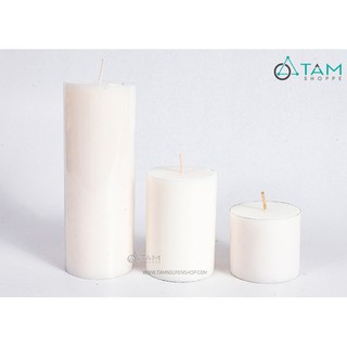 [CHÁY KHOẢNG 35H 10CM - 50H 50CM] Nến trụ trắng trang trí cao 10cm và 15cm