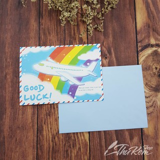 Thiệp GOOD LUCK gửi tặng người đi xa những lời chúc may mắn, bình an 17.5*12.5 cm kèm phong bì