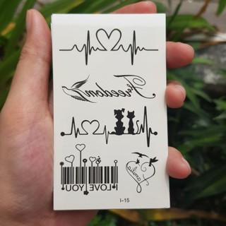 Hình xăm dán tattoo mèo nhịp tim (bộ i).Xăm dán tatoo mini tạm thời, size <10x6cm