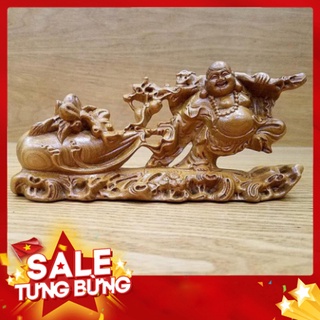 Tượng phật di lặc để ô tô gỗ bách