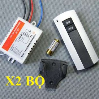 Bộ 2 công tắc điều khiển bật tắt thiết bị điện từ xa xuyên tường RF 1 cổng + tặng đế treo điều khiển