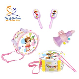 Bộ xúc xắc lục lạc 4 món Nhạc Cụ cho bé giúp bé tập Cầm Nắm, Nhận Biết Màu Sắc