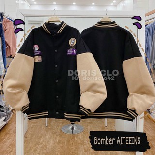Áo khoác bomber nỉ ngoại AITEES  cho nam/nữ và cặp đôi Áo khoác cardigan nỉ phong cách Unisex<65kg-Life Unisex-GAKN68