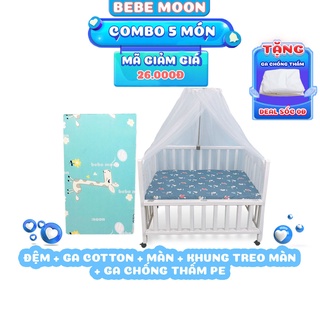COMBO 5 Đệm Bông Ép + Ga + Ga chống thấm + Màn Và Khung Màn Cho Cũi