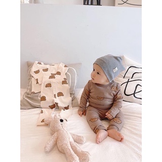 combo 2 bộ nỉ gấu màu nâu và be cho bé