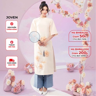 Áo dài nữ tết thiết kế Họa Y cách tân chất liệu lụa tơ lót cao cấp Joven (Không quần)