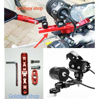 Pát nhôm cnc gắn đèn trợ sáng - Giá gắn chân gương CNC đa năng xe máy