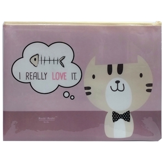 Bìa Kéo Nhựa Moshi 014 - Mẫu 4 - Hình Mèo - Màu Hồng - Moshi Moshi