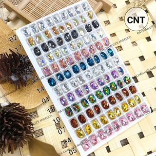 Túi 10 Viên Đá khối Nail Ngọc Hình Chữ Nhật Tròn Chân Vàng Trang Trí Móng_Mã: CNT_ANGELICA