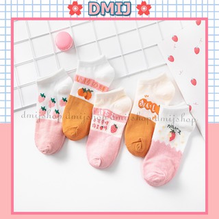 [Mã FAMARAL2 giảm 10K đơn 50K]Set 5 đôi tất nữ cổ thấp nhiều màu vớ nữ cổ thấp họa tiết hồng cam T82