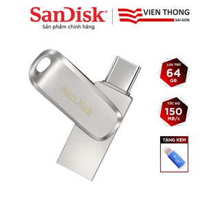 USB OTG 3.1 Gen 1 SanDisk 64GB SDDDC4 Ultra® Dual Drive Luxe USB Type-C upto 150MB/s vỏ kim loại tặng kèm đầu đọc thẻ