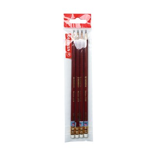 Bộ 4 cây bút chì gỗ STABILO Swano có đầu tẩy thân đỏ (PC4906-C4)