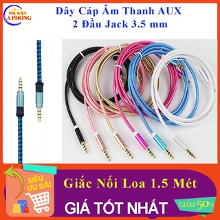 Giắc Aux 2 đầu 3.5 mm - dây nối âm thanh loa với điện thoai, pc, laptop, máy tính, amply.. Jack cắm loa chân tròn 4 vạch