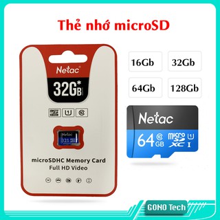 Thẻ nhớ Micro SD Netac P500 64Gb 32Gb UHS-1 Class 10 chuẩn U1 U3 Full HD 4K Video