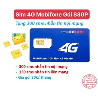 {Bao chặn} SIM Mobifone Gói S30P Ưu đãi 300 SMS miễn phí,  Nhắn tin thả ga chỉ 30K/tháng, Hàng Chính Hãng