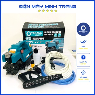 Máy xịt rửa xe mini áp lực cao Tanaka 2500W , máy rửa xe gia đình - Tặng kèm dây 15m và bình tạo bọt