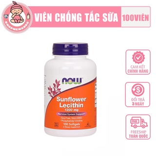 Viên uống chống tắc tia sữa Now Sunflower Lecithin 1200mg