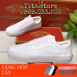 [ TẶNG TẤT+HỘP] GIÀY THỂ THAO V OLD TRẮNG FULL NAM NỮ
