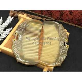 Lược sừng (Size: S - 11cm) Chim uyên ương tách 2 mặt loại đẹp, bỏ ví, túi xách