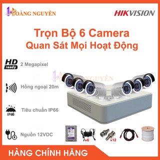 [NHÀ PHÂN PHỐI] Trọn bộ 6 camera Hikvision DS-2CE16D0T-IRP + DS-7108HGHI-F1 (2MP)