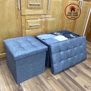 Bộ 2 Ghế kiêm hộp đựng đồ [2 in 1] chất vải oxford 600D sang trọng size L 39x39xcao40cm và XL 70x39xcao40cm