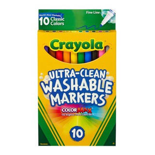 HỘP 10 CÂY BÚT LÔNG CRAYOLA ULTRA-CLEAN WASHABLE MARKERS NÉT MẢNH (RỬA ĐƯỢC)
