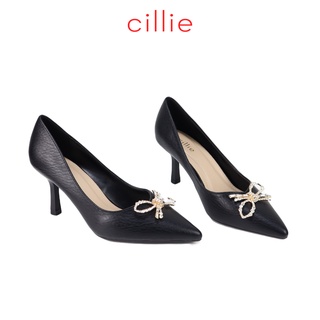 Giày cao gót nữ mũi nhọn thanh lịch phối nơ đính đá sang chảnh gót cao 7cm đi làm đi chơi Cillie 1134